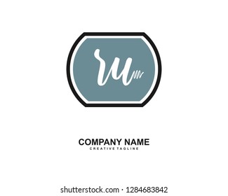 R U Initial Handwriting Logo Template Vector