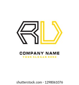 R U initial letter, modern logo design template vector
