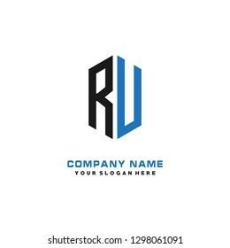 R U initial letter, modern logo design template vector