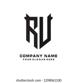 R U initial letter, modern logo design template vector