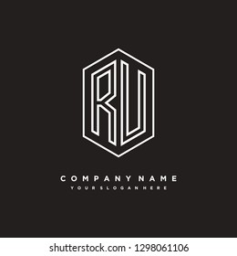 R U initial letter, modern logo design template vector