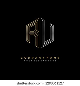 R U initial letter, modern logo design template vector
