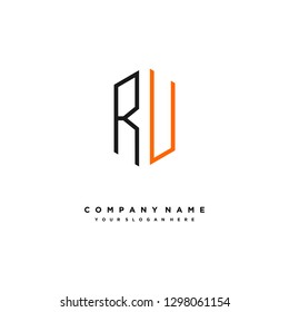R U initial letter, modern logo design template vector