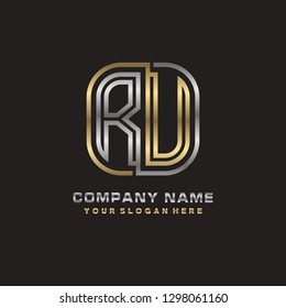 R U initial letter, modern logo design template vector