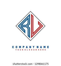 R U initial letter, modern logo design template vector