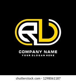 R U initial letter, modern logo design template vector