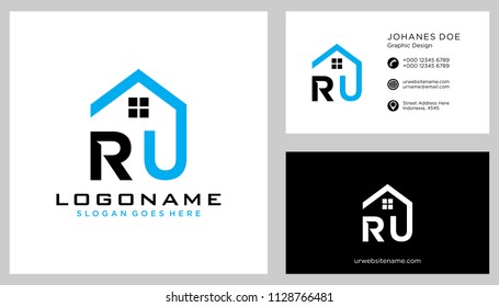 R U initial logo template vector