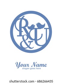 R U initial wedding decorative logo template