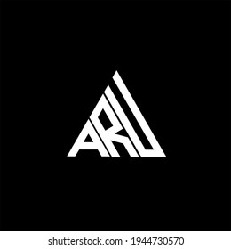 A R U letter logo creative design on black color background. ARU icon svg