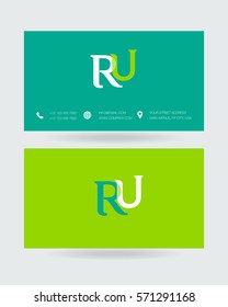 R & U Letter logo design vector element with Business card
