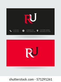 R & U Letter logo design vector element with Business card