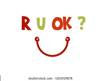 R U OK Day picture vector image with colorful letter