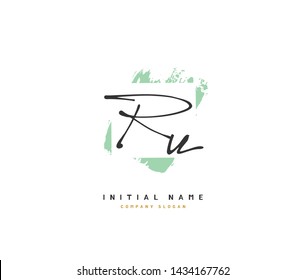 R U RU Beauty vector initial logo, handwriting logo of initial signature, wedding, fashion, jewerly, boutique, floral and botanical with creative template for any company or business.
