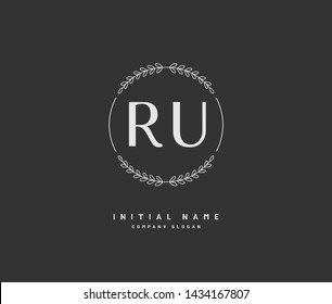 R U RU Beauty vector initial logo, handwriting logo of initial signature, wedding, fashion, jewerly, boutique, floral and botanical with creative template for any company or business.
