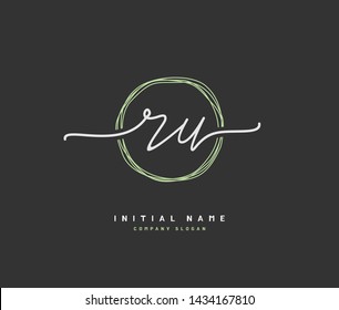 R U RU Beauty vector initial logo, handwriting logo of initial signature, wedding, fashion, jewerly, boutique, floral and botanical with creative template for any company or business.
