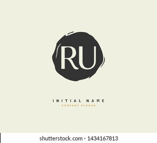 R U RU Beauty vector initial logo, handwriting logo of initial signature, wedding, fashion, jewerly, boutique, floral and botanical with creative template for any company or business.
