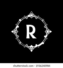 R Unique abstract geometric vector logo design