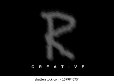 R uppercase letter with gray smoke and soft curved lines. Vector illustration letter for logo, label, monogram, cover, emblem, company name, font, business sign, template, icon or web page design.