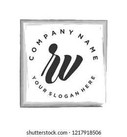 R V Initial handwriting logo vector