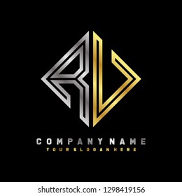 R V initial letter, modern logo design template vector