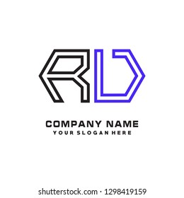 R V initial letter, modern logo design template vector