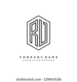 R V initial letter, modern logo design template vector