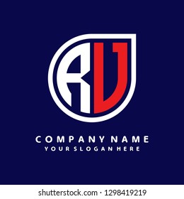 R V initial letter, modern logo design template vector