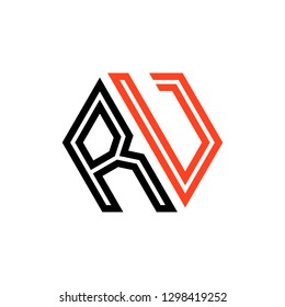 R V initial letter, modern logo design template vector