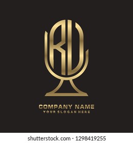 R V initial letter, modern logo design template vector