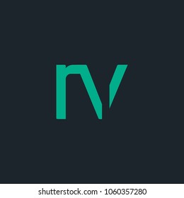 R & V joint logo bold letter design with business card template