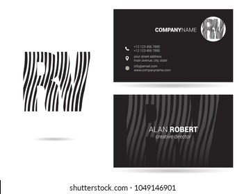 R & V joint logo waves letter design with business card template