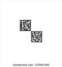 R V letter logo concept design