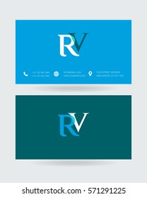 R & V Letter logo design vector element with Business card