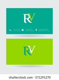 R & V Letter logo design vector element with Business card