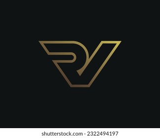 R V letter minimalist logo design Template