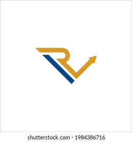 R V logo design vector sign