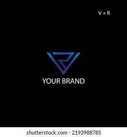 R and V logo designs, V and R logos, V and R logo designs on a black background suitable for brand logos and others