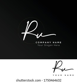 R V RV Initial letter handwriting and signature logo.	
