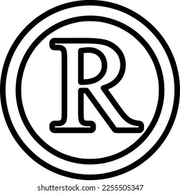 R-Vektorsymbol, originale Symbol, trendige Einrichtung auf weißem Hintergrund