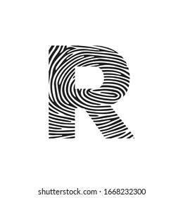 r Vector Letter base logo. Initial letter r vector Icon Fingerprint Concept