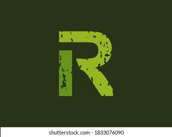 R Vektor-Brief aus grungy, Grunge-Textur. Stempel aus Gummi bedruckt Stil. Für Logo, Markenzeichen, Poster, Design-Elemente etc.