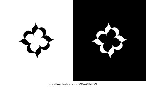 Logotipo del vector R flor monograma letra inicial icono blanco y negro Diseños plantillas
