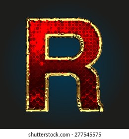 r vector red letter with gold