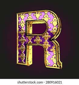 r vector violet letter with gold