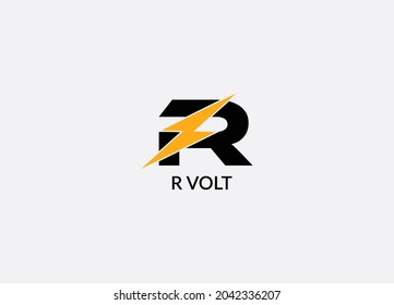 R Volt Abstract R Letter Modern Initial Tech Logo Design 