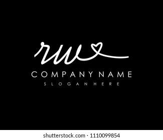 R W Initial handwriting logo vector