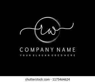 R W Initial handwriting logo vector