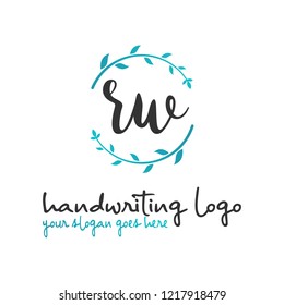 R W Initial handwriting logo vector