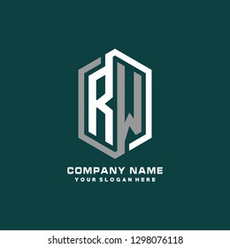 R W initial letter, modern logo design template vector