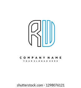 R W initial letter, modern logo design template vector